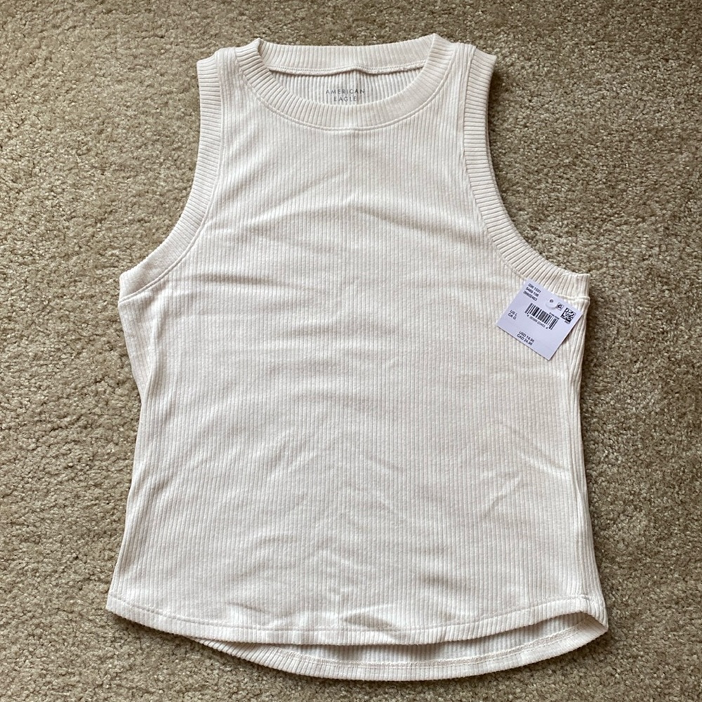 American Eagle ribbed tank top, size large, off white